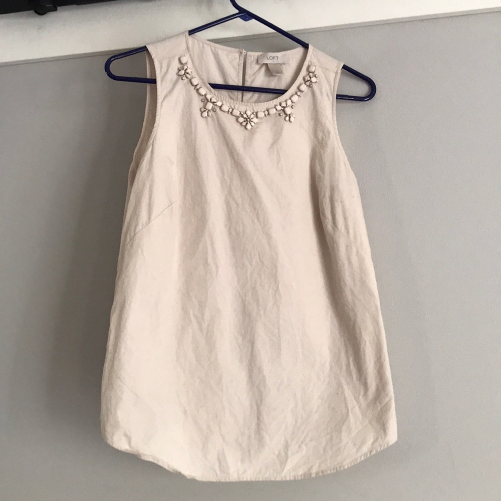 LOFT Dressy sleeveless top with creme beading